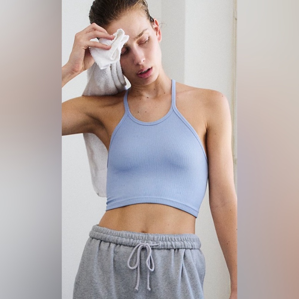 Free People Happiness Runs Crop Tank Top in Blue Gray Size Medium Large … - Picture 5 of 13